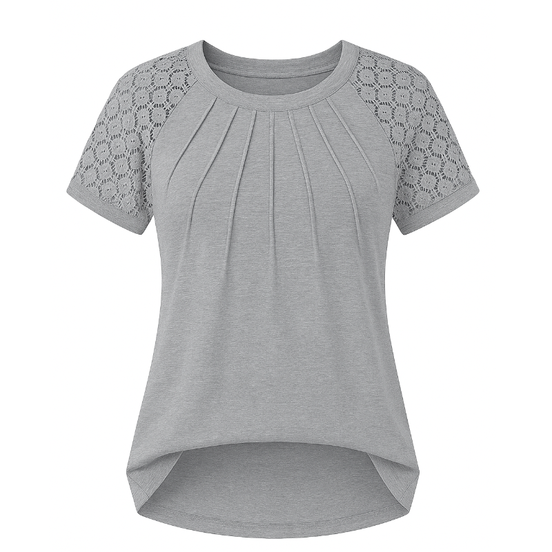 Short Sleeve Summer Tops-Grey