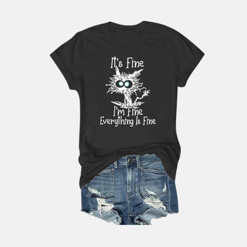 funny cat shirt for women-Black