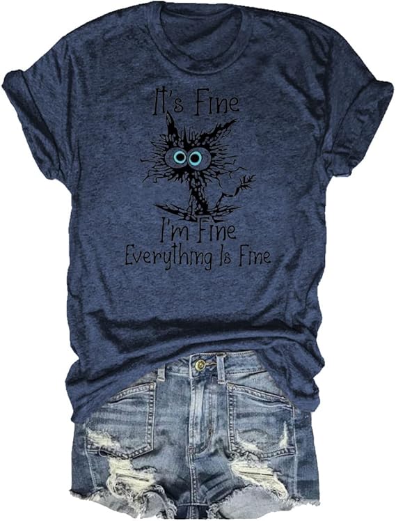 funny cat shirt for women-Dark Blue