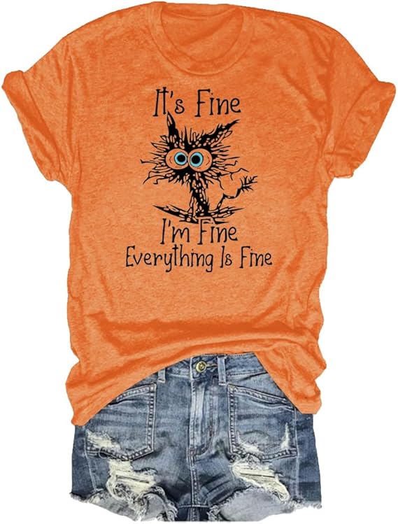 funny cat shirt for women-Orange