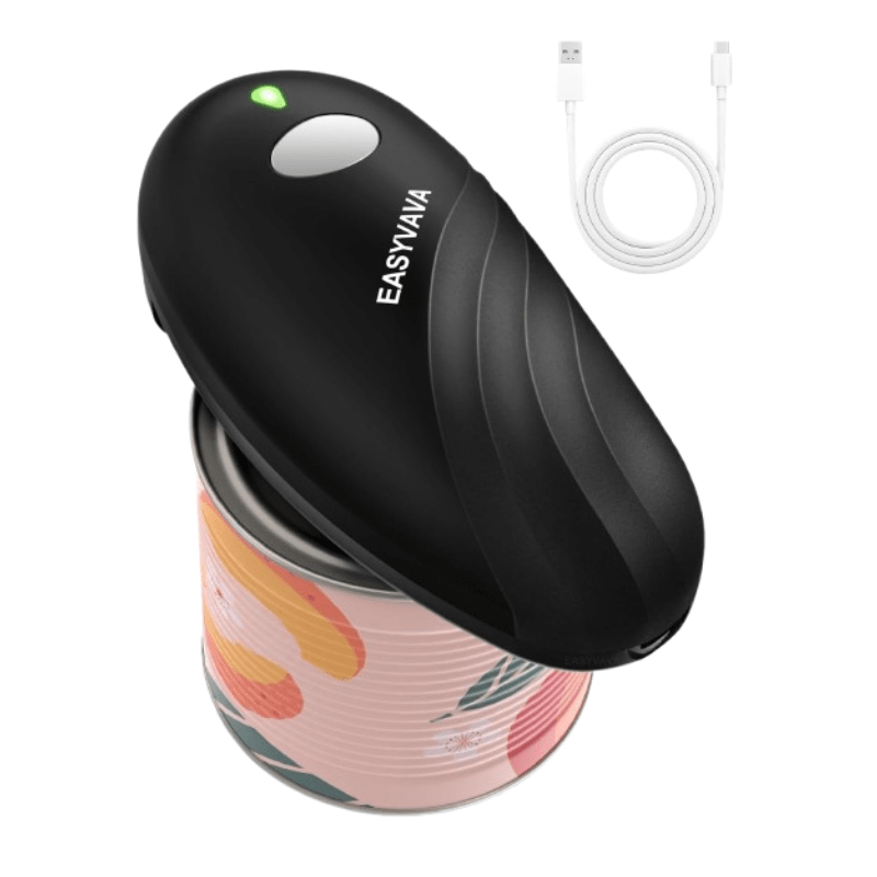 Rechargeable Electric Can Opener for Seniors, One-Touch Automatic Can Openers Smooth Edge for Kitchen,with 2000mAh Battery,Handsfree Portable for Any Size Cans (Black)