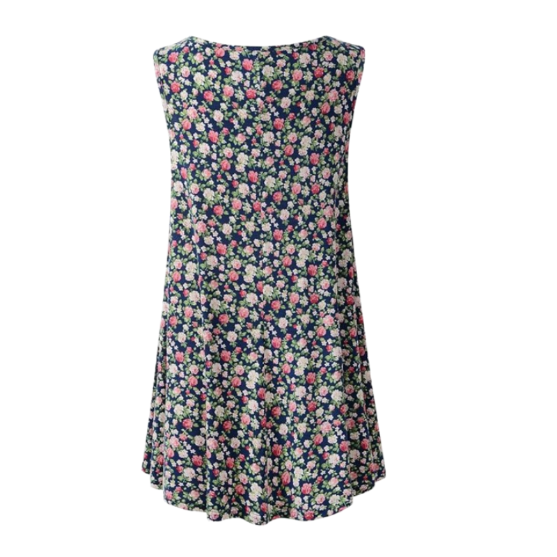 Women's Sleeveless Floral Tunic Tank Top-back side