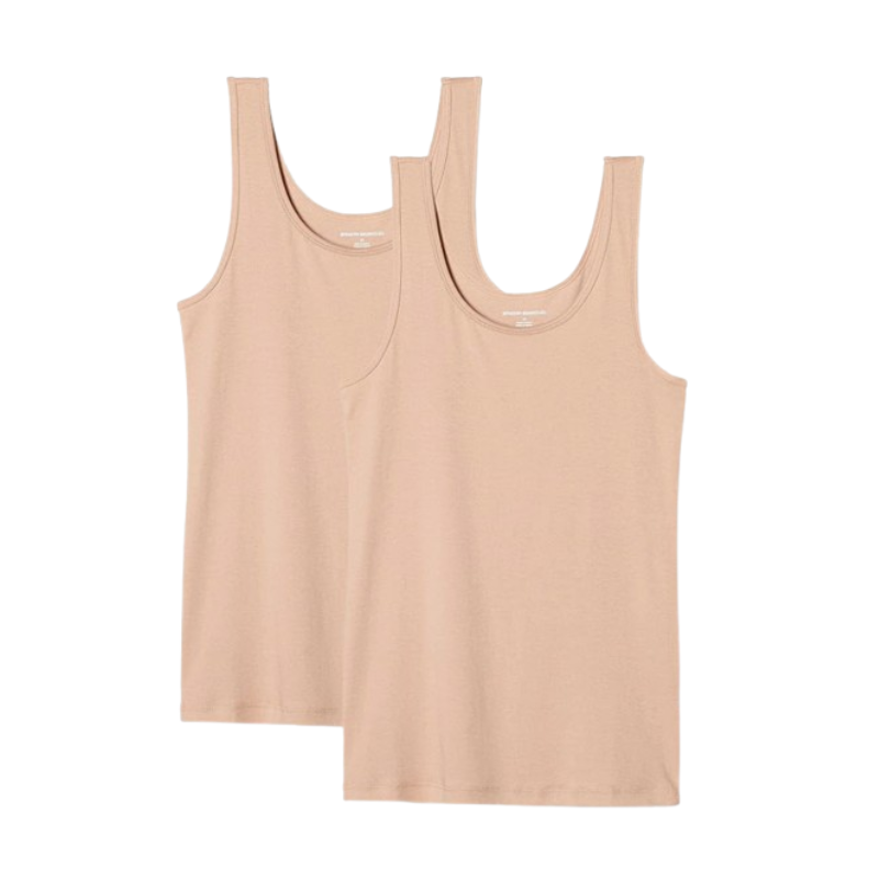 Women's Slim-Fit 2 Pack Tank Top-Beige Color
