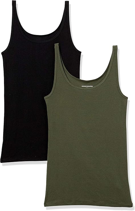Women's Slim Fit Ribbed Tank Top-Olive