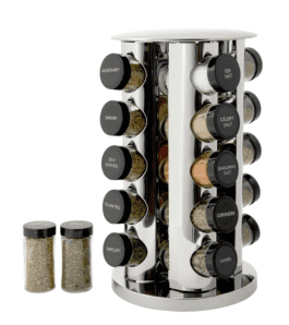 Rotating Spice Rack with Glass Jars