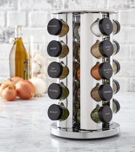 Rotating Spice Rack with Glass Jars