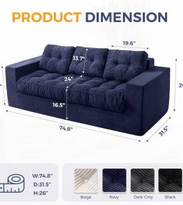 3 Seater Floor Couch for Living Room